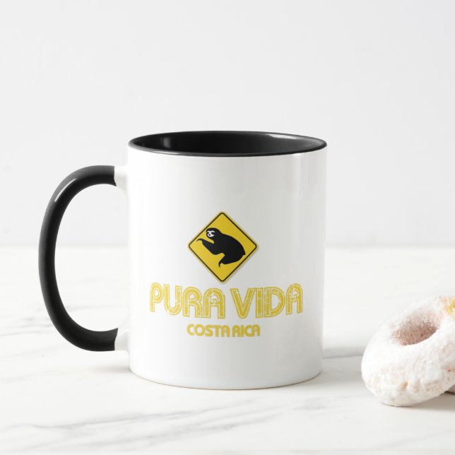 Mug Costa Rica Sloth Pura Vida Souvenir  (Avec donut)