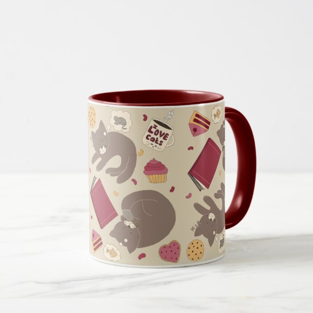 Mug Cosy Amoureux des chats Collage (Devant droit)