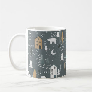 Mug Cosy bleu gris hiver dans le village nordique