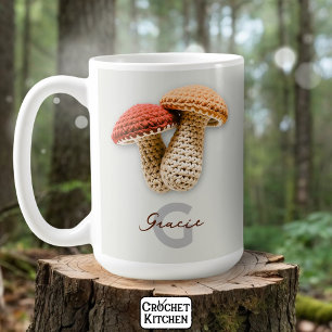 Mug Cosy Cottagecore Crochet Champignons Monogramme No