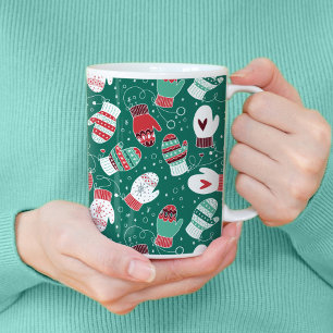 Mug Cosy hiver Noël Mittens Motif en vert