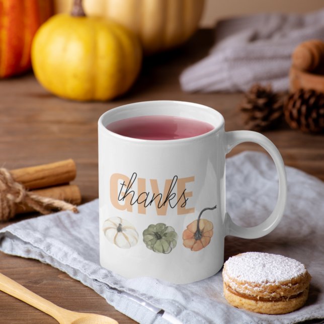 Mug Cosy Pastel Donner Merci et Citrouille (Créateur téléchargé)