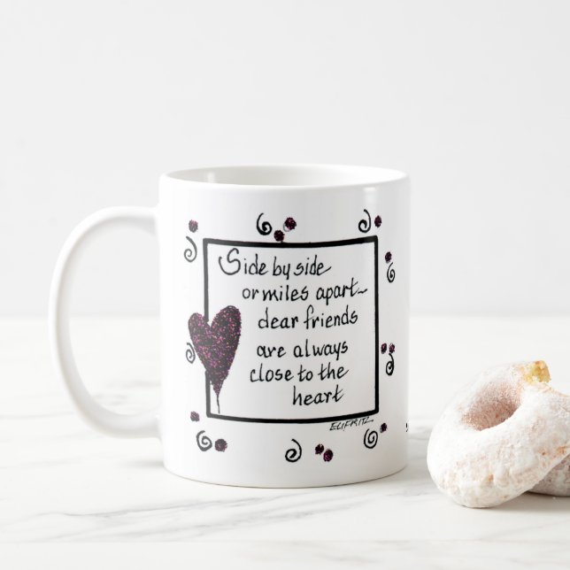 Mug côte à côte, Nous sommes amis, poème, texte (Avec donut)