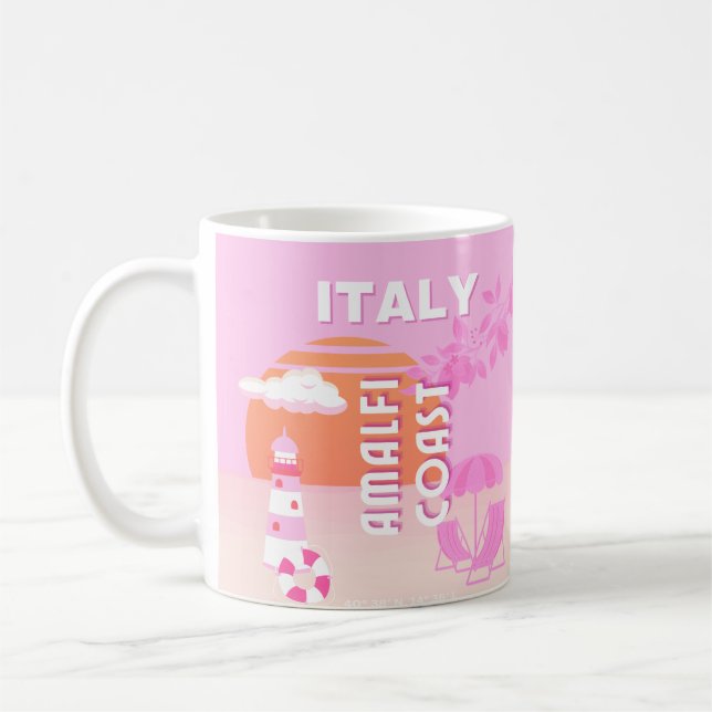 Mug Côte d'Amalfi, Art de Voyage, Voyage à Preppy, Ros (Gauche)