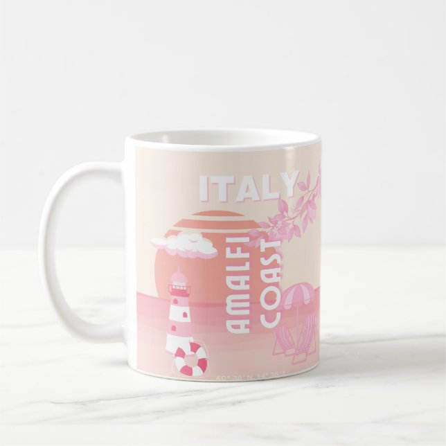 Mug Côte d'Amalfi, Art du voyage, Voyage à Preppy, Pas (Gauche)