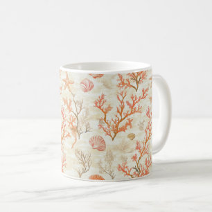 Mug Côtière rustique - Coquillages, Poissons étoilés, 