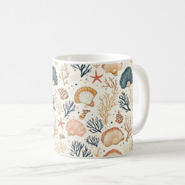 Mug Côtière rustique - Coquillages, Starfish, Reef (24 (Devant droit)