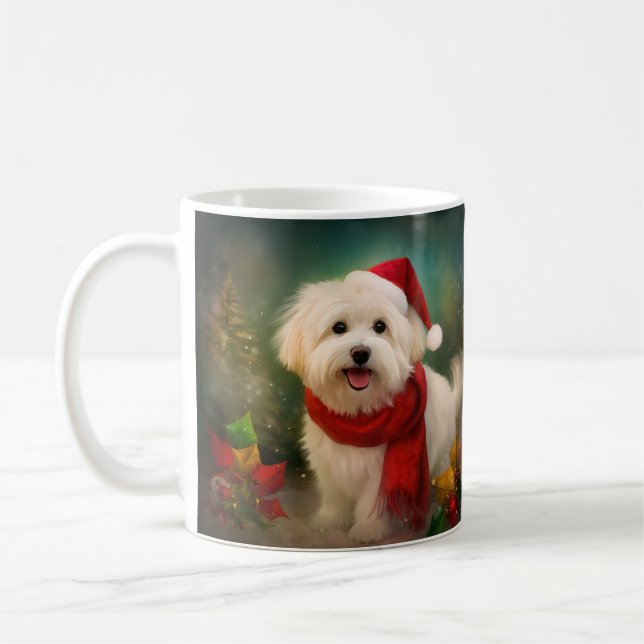 Mug Coton De Tulear Chien dans la neige Noël (Gauche)