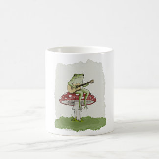 Mug Cottagecore Frog Playing Guitar on Mushroom Art