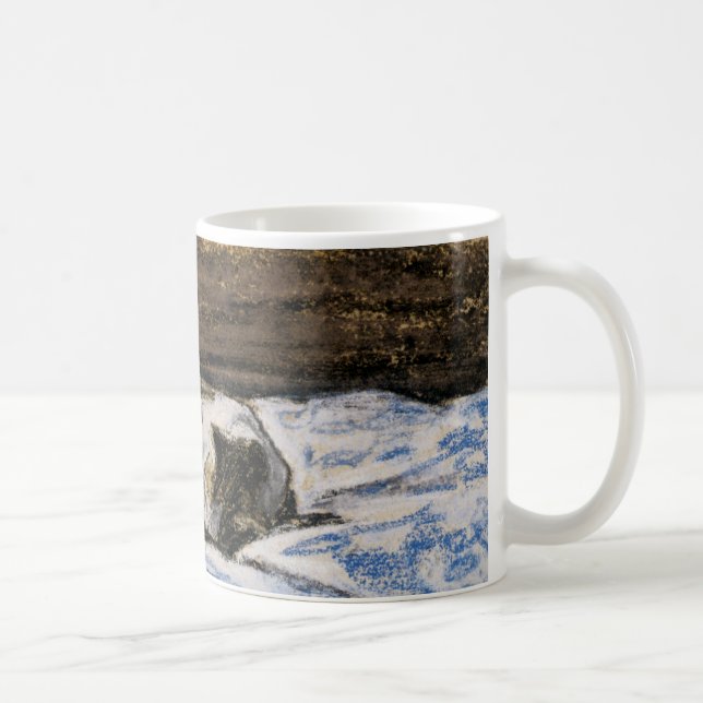 Mug Couchage de chat sur un lit (Droite)