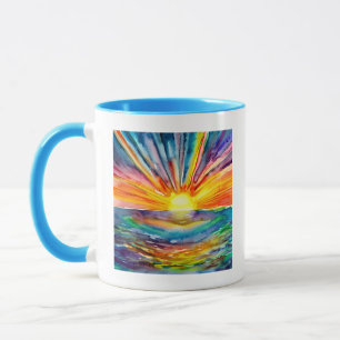 Mug Coucher de soleil aquarelle sur l'eau
