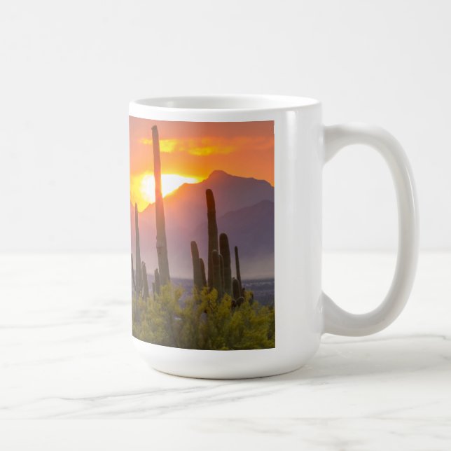 Mug Coucher de soleil de cactus du désert, Arizona (Droite)