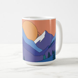 Mug Coucher de soleil de montagne géométrique