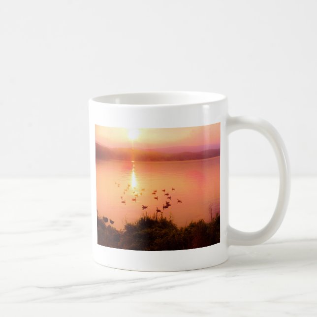 Mug Coucher de soleil rose et de lac de pêche (Droite)