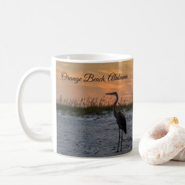 Mug Coucher de soleil sur la plage d'Orange (Avec donut)