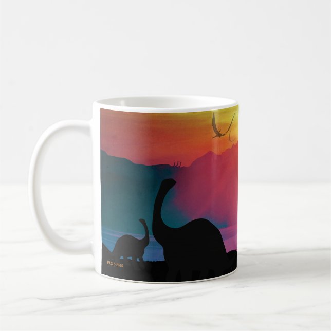 Mug Coucher du soleil de dinosaure (Gauche)