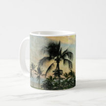 Coucher du soleil et arbres tropicaux