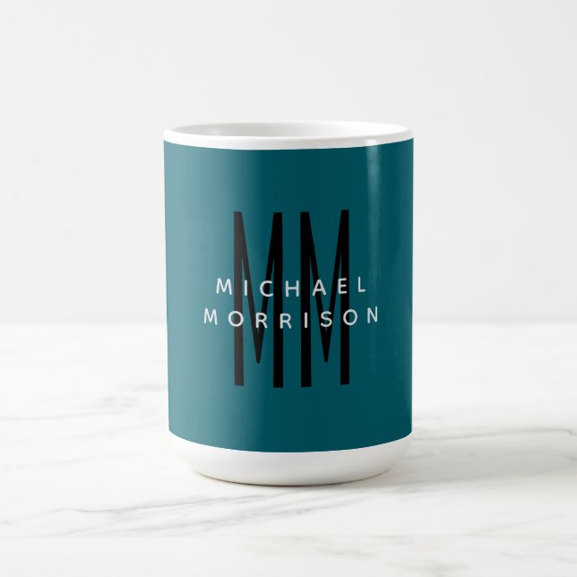 Mug Couleur Bleu Cute Monogramme Lettres initiales Nom (Centre)