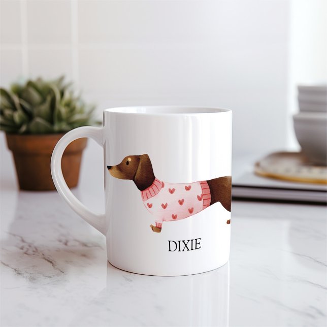 Mug Couleur d'eau dachshund mignonne personnalisable (Créateur téléchargé)