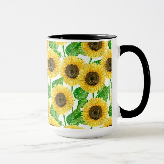 Mug Couleur d'eau des fleurs de soleil (Droite)