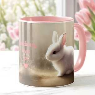 Mug Couleur d'eau mignonne Lapin Nom personnalisé Beig