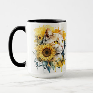 MUG COULEUR D'EAU ORANGE TABBY CAT AVEC SOUFFLEURS