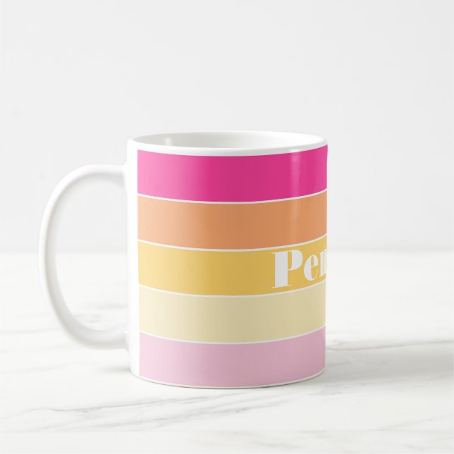 Mug Couleur d'été couleur rose jaune personnalisé Band (Gauche)