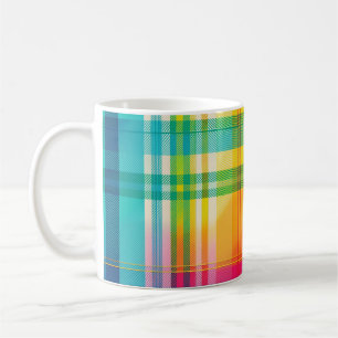Mug Couleur Multicolore Plaid rose jaune bleu