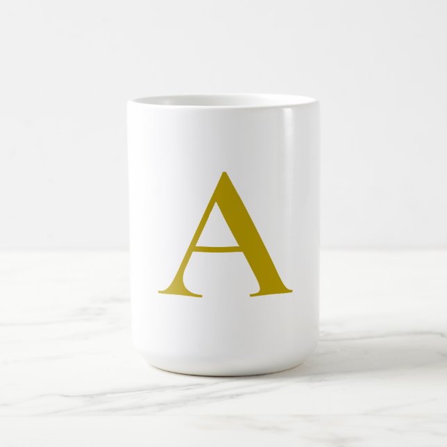 Mug Couleur or Monogramme Initial Lettre Simple (Centre)