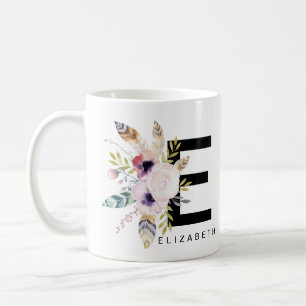 Mug Couleur pour aquarelle de Boho de monogramme de