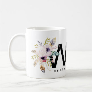 Mug Couleur pour aquarelle de Boho de monogramme de