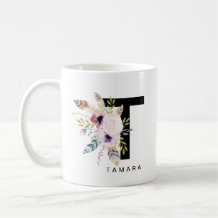 Mug Couleur pour aquarelle de Boho de monogramme de
