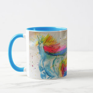 Mug couleur Unicorn Whimsical Rainbow Watercolor