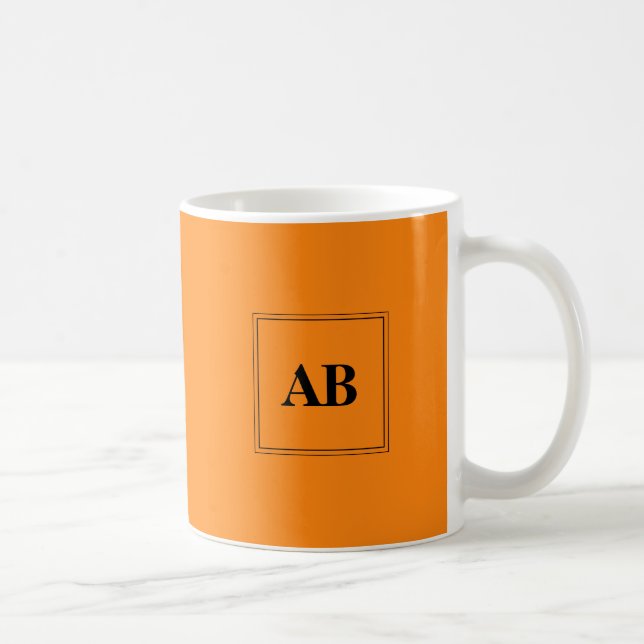 Mug Couleur unie orange avec monogramme (Droite)
