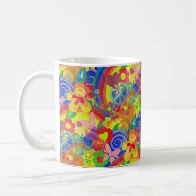 Mug Couleurs arc-en-ciel de la puissance des fleurs (Gauche)