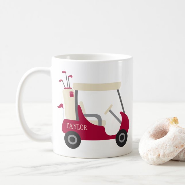 Mug Couleurs de l'école - Panier de golf de Crimson &  (Avec donut)