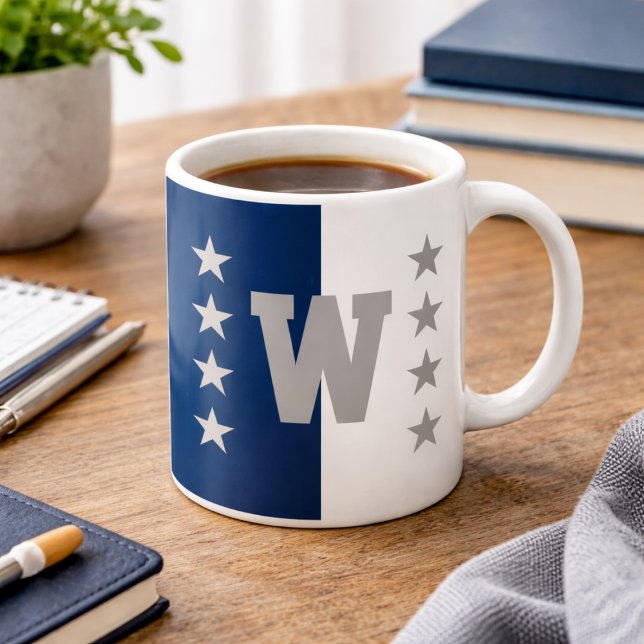 Mug Couleurs de l'université Bleu marine et Blanc (Créateur téléchargé)