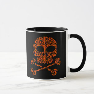 Mug Couleurs d'Halloween ! Crânes orange et noirs