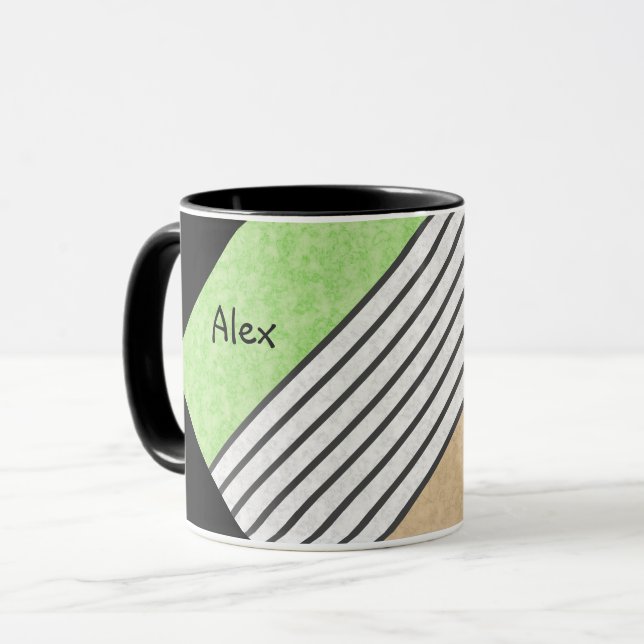 Mug couleurs modernes Abstraites beige menthe vert bla (Devant gauche)