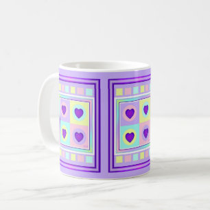 Mug Couleurs pastel & coeurs violets battre