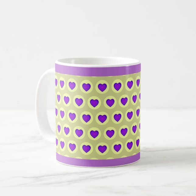 Mug Couleurs pastel & coeurs violets battre (Devant gauche)
