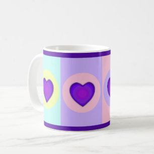 Mug Couleurs pastel & coeurs violets battre