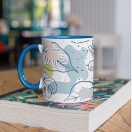 Mug Couleurs pastel Palm feuilles et formes organiques