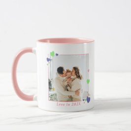 Mug Couleurs personnalisées Coeurs Cadre Famille Photo