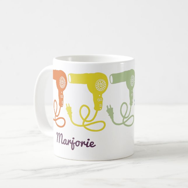 Mug Couleurs Rétro Sèche-cheveux Sèche-souffle Personn (Devant gauche)