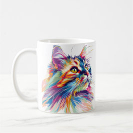 Mug Couleurs vives de la face de chat mignonne