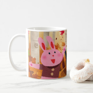 Mug Coupe d'animaux jouant dans la forêt d'automne