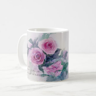 Mug Coupe d'aquarelle Rose vintage Fleurs d'art