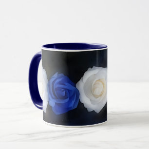 Mug Coupe d'art de la Musique des Roses Bleues et Blan