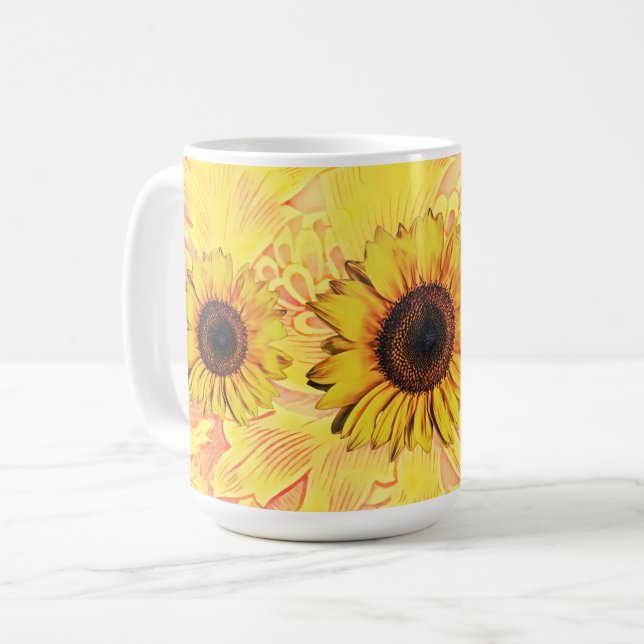 Mug Coupe d'art des tournesols jaunes (Devant gauche)